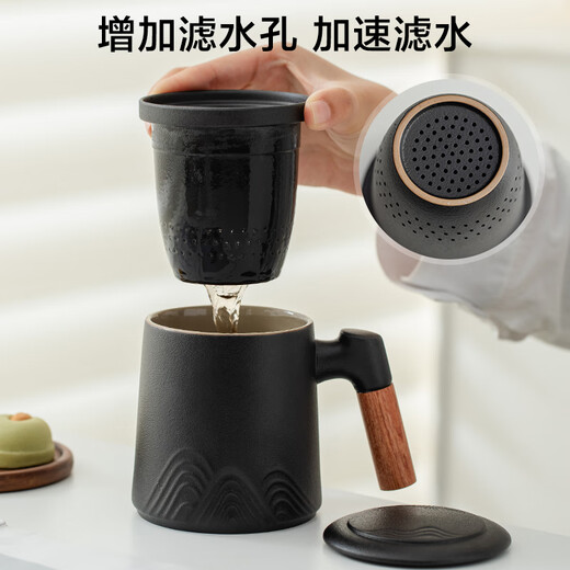 Kyoto-made teacup portable black pottery teapot tea cup kung fu tea set office cup portable teapot capacity 400ml