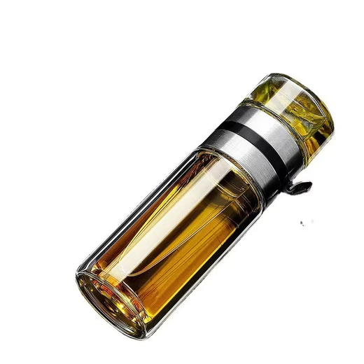 High borosilicate double-layer glass large capacity tea cup water cup tea water separation tea cup tea cup glass steel tea water separation cup 500ml 1 piece