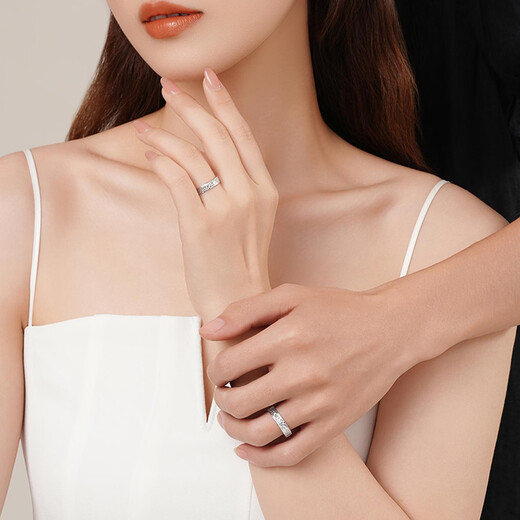 Chao Acer Platinum PT950 Platinum White Gold Ring Women's Ring Ring Couple Ring Engagement Birthday Gift Priced C Women's Ring Ring Mouth Priced Labor Cost 490 Yuan 3.7g