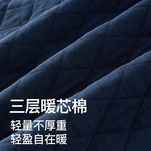 Fenton couple pajamas 7A antibacterial outer layer pure cotton 2025 autumn and winter new warm air sandwich home wear set can be worn outside Sapphire Blue - Men's L