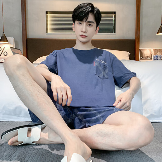 
2025 new pajamas men's summer cotton thin shorts shorts suit for teenagers casual home clothes can be worn outside HDE9922 XL