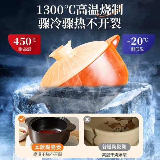 Clay pot ceramic pot, high temperature resistant dry-fired household gas stove stew pot, clay pot for rice, soup and meat, upgraded and thickened, 5-7 people, 4.5L