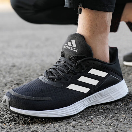 Adidas (adidas) zapatillas para correr para hombre y mujer, nuevas zapatillas deportivas transpirables de otoño 25, zapatillas para correr, zapatillas de malla informales livianas, blanco y negro/JQ9716 45