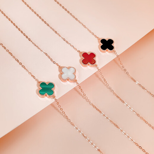 Damuni 18K gold bracelet lucky four-leaf clover gold bracelet for women agate Chinese Valentine's Day gift for girlfriend and wife