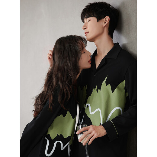Gongdie Light and Soft 7A Antibacterial Couple Pajamas Women's Spring and Autumn Long Sleeve Suit Can Be Weared Outside Men's Home Clothes