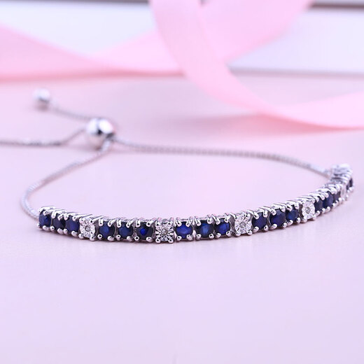 GEM STONE KING Sapphire Bracelet 925 Silver 2.05 Carat Gemstone Light Luxury Fashion Bracelet as a 38th Goddess Day Gift for Your Girlfriend