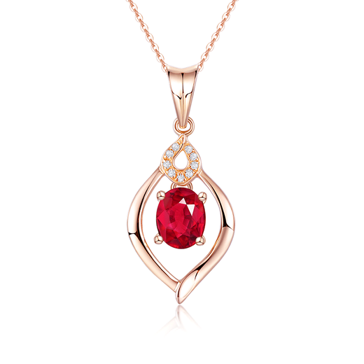 Tingliang 18K gold set with 0.8 carat ruby pendant and colorful treasure necklace with identification certificate as a gift for your lover. Pendant with 18K gold necklace