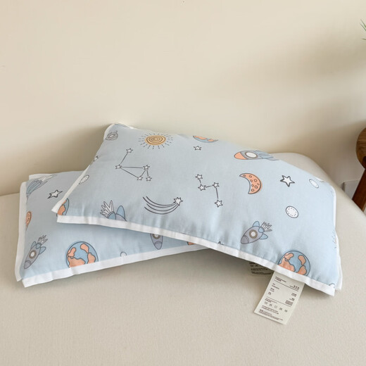 Yalu Class A 100% Cotton Children's Cotton Pillow Pair Pack 3-6-12 Years Old Kindergarten Baby Nap Pillow Core Removable and Washable Rainbow Planet Single Pack Class A 100% Cotton 30*50cm 100% Cotton Inside and Out Removable and Washable