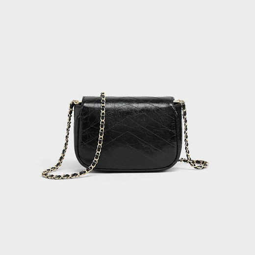 CALVIAKRIM国际轻奢品牌2025新款斜挎包真皮女包时尚百搭高级感单肩链条包 黑色