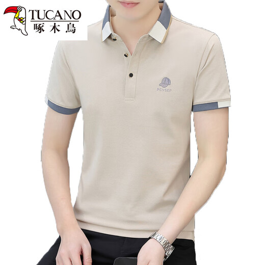 Holzspecker Revers Stickel Polo Shirt 3D Konkave Hut Sommer reines Baumwoll kurzärmelige T-Shirt Herrengeschäft lässig Stickhemd weiß 723 Lappel L 110-125jin [Jin gleich 0,5 kg]