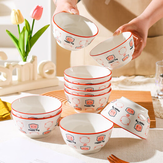 Underglaze color cute cartoon dishes set 2 4.5-inch bowls