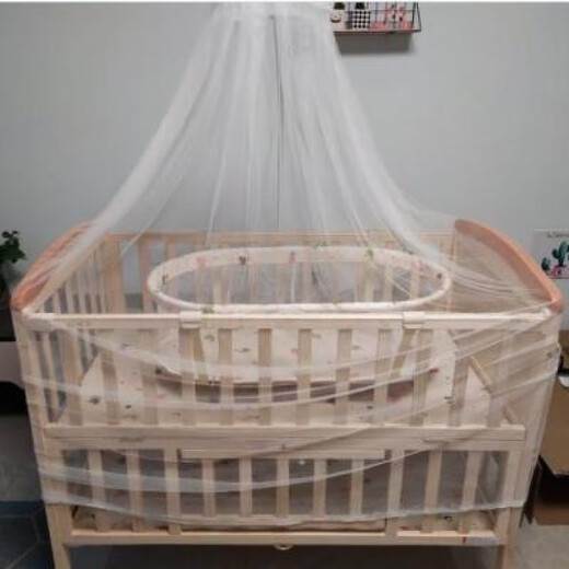 Goodbaby (gb) MC306 crib, solid wood, comes with a cradle + mosquito net, can be spliced into a large bed, 0-6 years old, the old version is portable, Goodbaby MC306 crib, solid wood, comes with a cradle