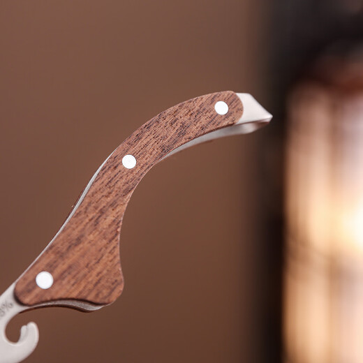 Cha Xiao'er pure titanium tea clip, high-end tea cup clip, non-slip tea tea set, tweezers, tea making tools, tea ceremony accessories, pure titanium, Ruihe tea clip (walnut)