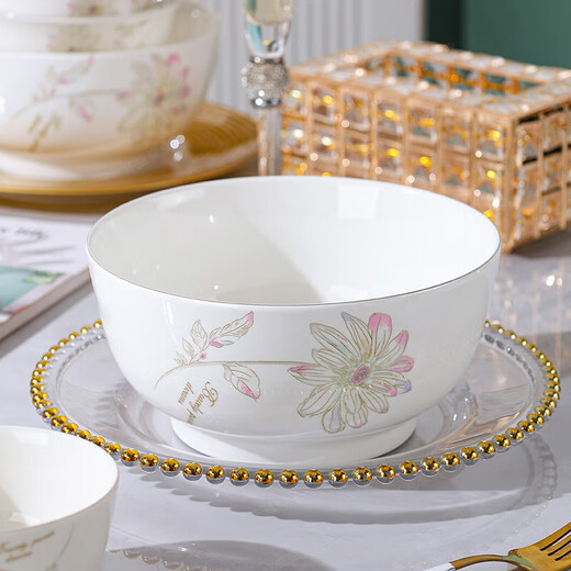 New bone china Chun Nuan Hua Kai series tableware bowls and plates exquisite porcelain set Chun Nuan Hua Kai 4.5-inch salad bowl 1 piece