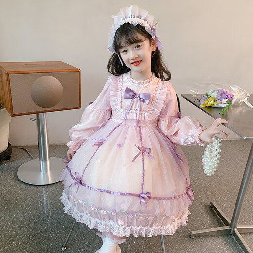 Nisha Beier Girls Lolita Princess Dress Autumn 2025 New Children's Lolita Birthday Dress Pink 140