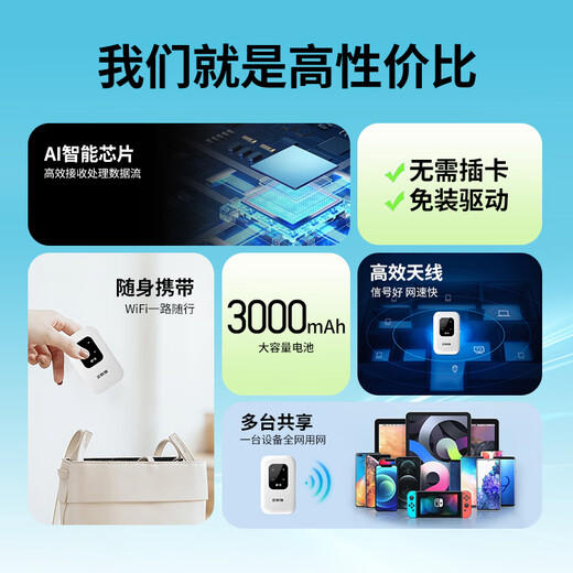 Enterprise Cat wifi portátil de doble red universal móvil inalámbrico wifi6 tesoro de Internet sin tarjeta que acompaña al automóvil portátil inalámbrico compatible con equipos 5G / 4G tráfico universal nacional modelo 2025 modelo de carga M100 (modelo insignia clásico) 3000 mAh