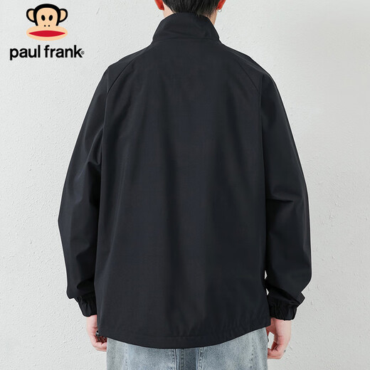 Paul Frank Jacket Men's Spring and Autumn Casual Jacket Men's Solid Color Top Trendy Brand Versatile Windproof Men's Black L