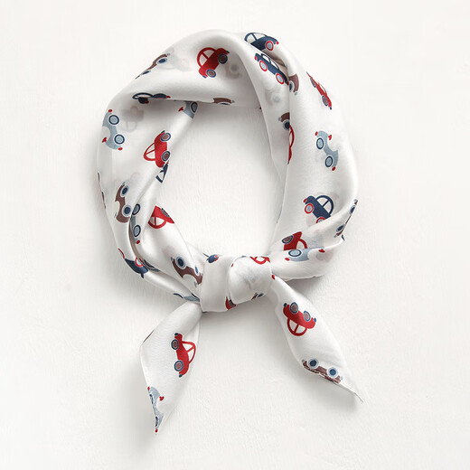 Hangsi Road Children's Silk Scarf Baby Small Square Scarf Triangular Scarf Neck Guard Windproof Scarf Boy Thin Car-Blue Edge (Small Square Scarf)