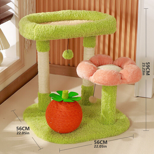 Jingdong Express Lezhizhi Sisal Cat Climbing Frame Cat Nest All-in-one Small Occupying Jumping Platform Universal for All Seasons Green Summer Rattan Mat + Orange Catch Ball