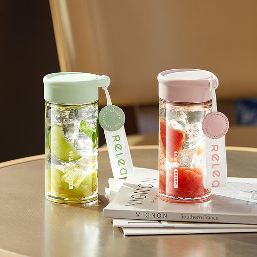 RELEA Tea and Water Separation Glass Water Cup Women's Coffee Scented Tea Cup Large Capacity Office High-Value Gift