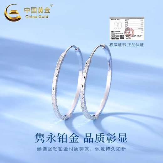 CHINA GOLD PT950 platinum baby's breath large hoop earrings, high-end Valentine's Day birthday gift for girlfriend and wife, platinum baby's breath earrings, about 4.1g, selection gift box