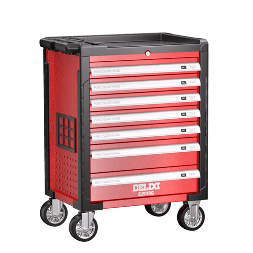 DELIXI ELECTRIC heavy-duty tool cart, auto repair hardware, three-layer parts trolley, workshop drawer-type tool cabinet, flagship seven-drawer cabinet-type tool cart, stainless steel model