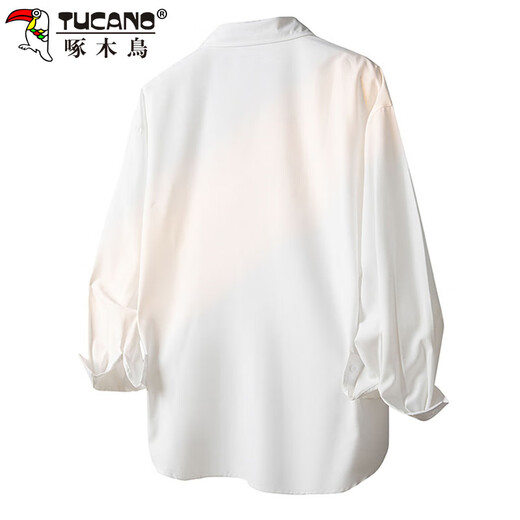 Рубашка Дятел (TUCANO), мужская осенняя свободная повседневная однотонная рубашка с длинными рукавами, модная мужская куртка с драпировкой, черная XL