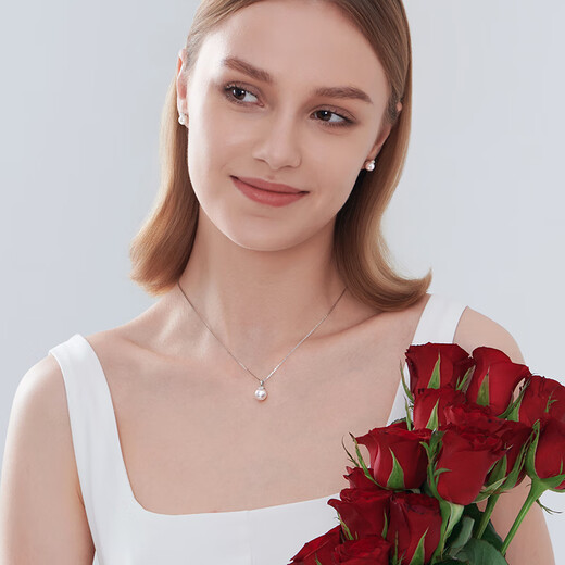 GiOAkoya seawater pearl necklace for women 18k gold with diamonds for girlfriend and wife birthday gift