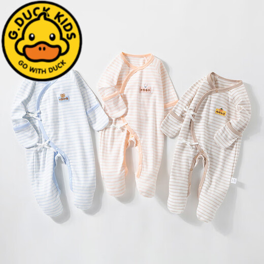 G.DUCKKIDS baby clothes newborn jumpsuits spring and autumn pure cotton foot-covering romper newborn 0-3 months male and female baby pajamas four seasons full printed D word baby elephant bag hand and foot jumpsuit 52cm 52 size 0-1 month