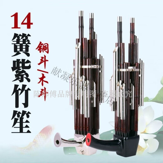 笙乐器14簧豫剧铜斗扩音笙 十四簧木斗扩音笙 河南曲剧笙【定制款】 17簧紫竹白管铜斗笙 豫剧降E