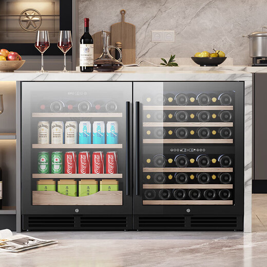 Bai Kailun Ice Bar Red Wine Cabinet Home Embedded Red Wine Cabinet Office Glass Door Refrigerator Tea Beverage Wine Refrigerator Fruit Preservation Cabinet Constant Temperature Cabinet Constant Humidity Grape Three Temperature Combination Cabinet | Ice Bar Red Wine Style 300L Thin Style
