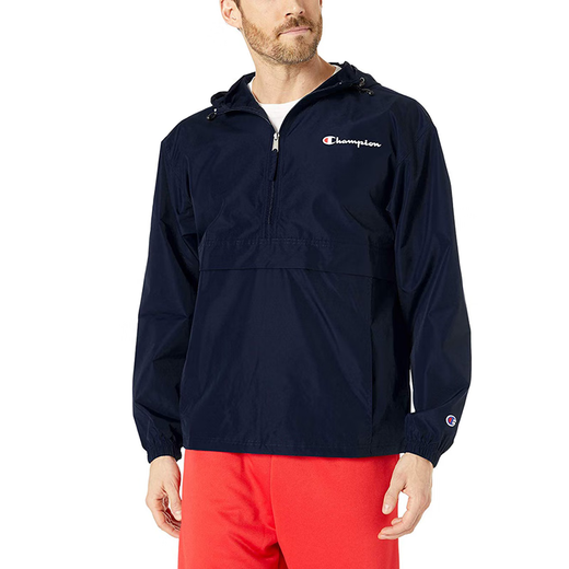 Champion U.S. Champion Windproof Men's and Women's Unisex Half-Zip Windbreaker Jacket Top Pullover Jacket Loss Clearance Navy Blue Thin Section XL 185-195cm/85-95kg