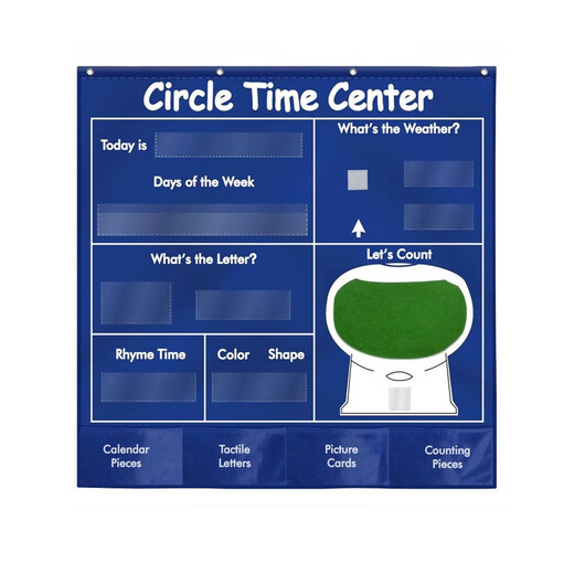 OTHER/其他儿童英语日历挂袋早教教具认识日期季节天气字母数字颜 A款 循环时间中心卡袋