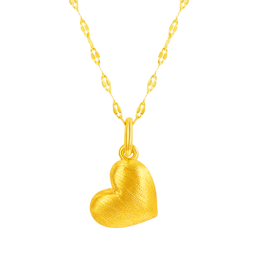 Mingzuan International 18K gold brushed love pendant for women au750 fashionable and high-end love neck necklace as a birthday gift for girlfriend