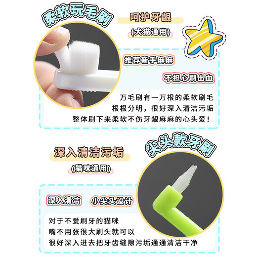 Jingdong Express Pet Brush Teeth Oral Interdental Brush 10,000-Bristled Brush Finger Cot Dog Cat Small Head Soft Hair White 10,000-Bristled Brushes 2 + Finger Cot Brushes 4 Default