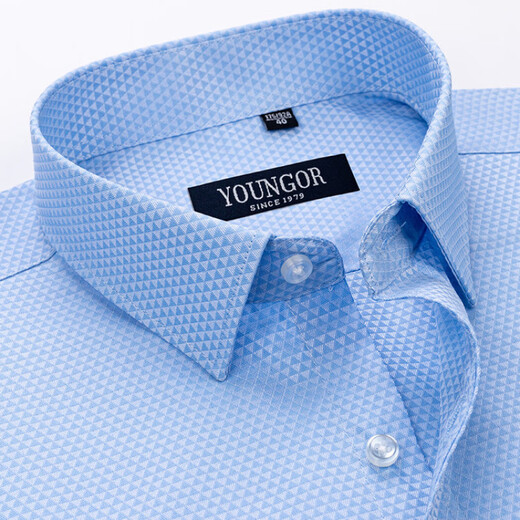 雅戈尔旗舰官方店男士短袖衬衫夏季纯棉商务休闲职业装抗皱免烫中年条纹 DX6636 44 建议【180-195斤】