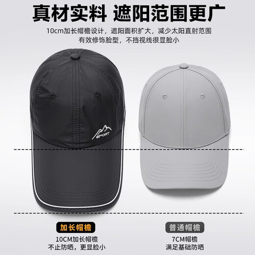 LSIAKT Herren Hut Sommer 2025 Neue Lange Krempe Schnell Trocknend Bergsteigen Atmungsaktive Mesh Hut Baseball Kappe Für Männer Schwarz M Einheitsgröße (55-60c)