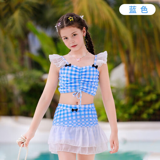 Girls' one-piece princess dress swimsuit split quick-drying skin-friendly cartoon seaside clothes 9859-Xueya One size [145-155CM, 60-70Jin[Jin equals 0.5 kg]]