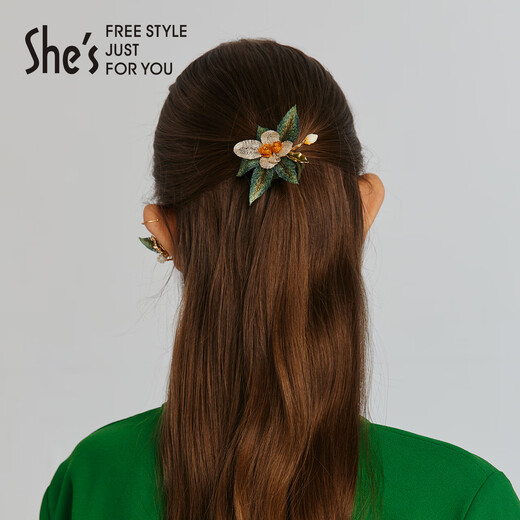 She s Van Gogh rose overlay embroidered hair rope high-end rubber band headband light luxury hair tie birthday gift