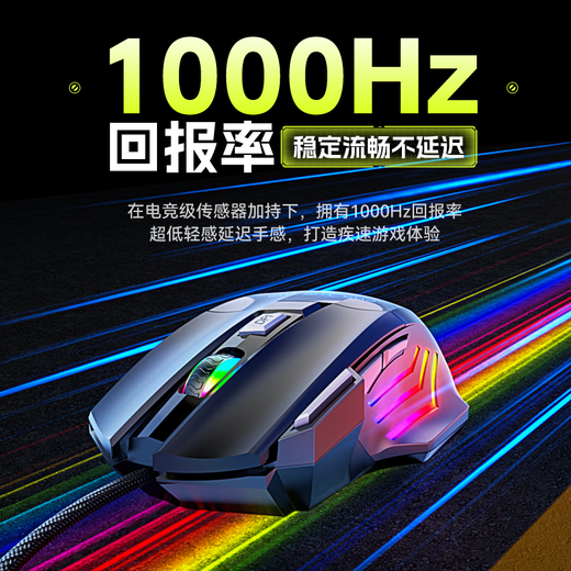 SUOYING【TOP榜第一名】鼠标有无线游戏电竞机械专用电脑笔记本办公配件usb台式外接网吧宏编程吃鸡三角洲 机械有线【七按键丨LED七彩呼吸灯丨3档DPI】黑 人体工学+光学引擎+电竞芯片+游戏宏编程