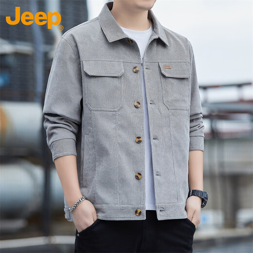 Jeep (JEEP) jacket men's autumn and winter corduroy business executive jacket tops trendy men's gray XL