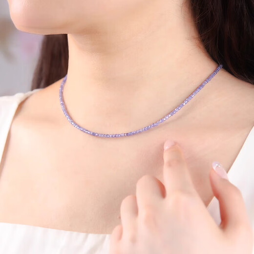 Chinese Valentine's Day gift 520 Valentine's Day gift Goddess' Day gift Tanzanite necklace for women new light luxury small bead diameter about 2mm - chain length about 38+5cm extension chain