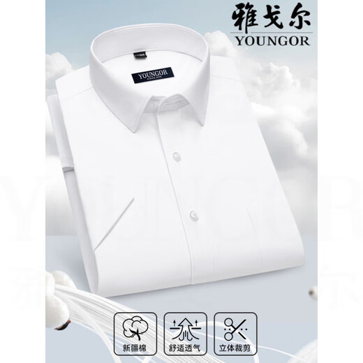 Camisa de manga corta de los hombres de Yager Camisa de manga corta Middle-Eding Middle-Eding Rayas casuales sin hierro Anti-Wrinking Formal Camiseta de color sólido Hombres DX6629 42 Sugerencias [160-170Jin [Jin iguala 0.5 kg]]]