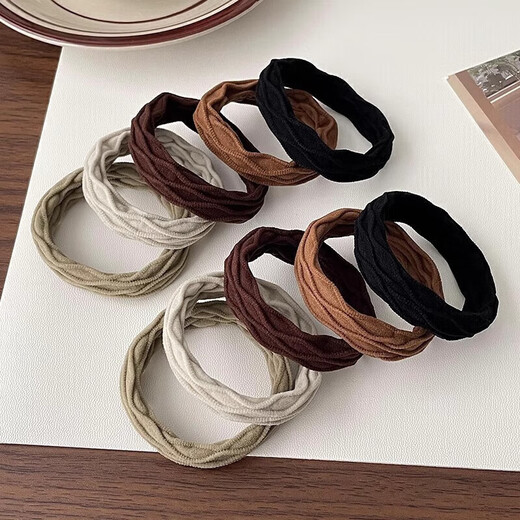 Children's high-elastic hair ties for women's hair, rubber bands, durable and non-damaging, seamless high ponytail hair ties, spiral pattern, spiral pattern hair ties, 10 pack, mixed colors