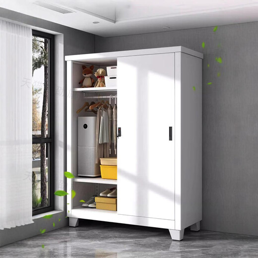 Zhenquan Steel Balcony Cabinet Waterproof and Sunproof Sliding Door Storage Cabinet Home Bedroom Iron Sheet Wardrobe Outdoor Sundries Storage Cabinet White Thickened (Door Delivery Package Installation) Length 825 Width 550 Height 1000