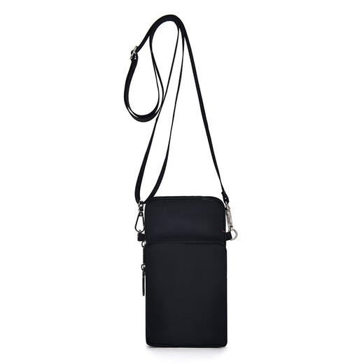 Cute and cute new large screen mobile phone bag women's shoulder crossbody bag coin purse Oxford cloth bag wrist bag mom bag dancing arm bag large size (black)