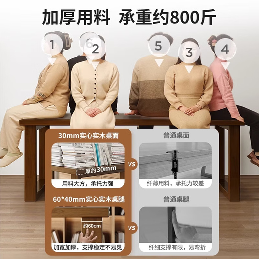 Mansfield solid wood computer desk double simple office desk living room long book table workbench student home writing desk 3CM solid wood hot sale light walnut color 120cm