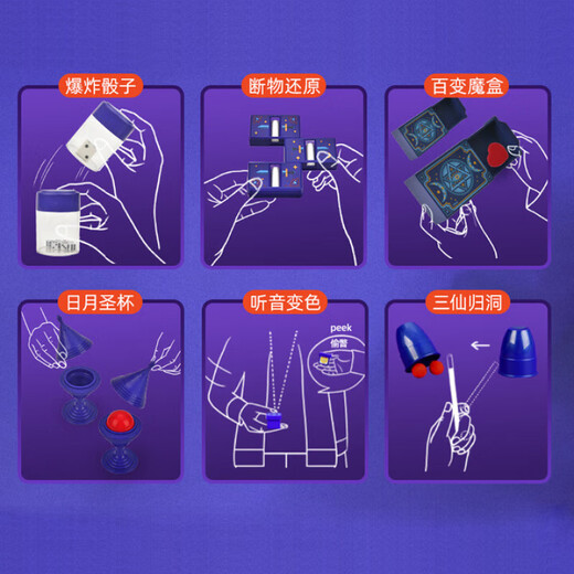 飒望德国儿童魔术道具套装礼盒6-7-10岁益智儿童玩具男孩8-12生日礼物 【12种神奇魔术】魔术礼盒小套装 小学生包教包会 男女孩表演道具2025最火的玩具