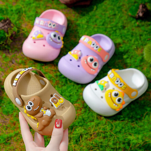 Kinderlächen Neue Sommer innen Anti-Rutsch weicher Sohle Baby Boy Hole Schuhe Schuhbeutel Baby Kleinkind Mädchen Sandalen Lila-Dinosaurier 14 23-24 [innere Länge 0]
