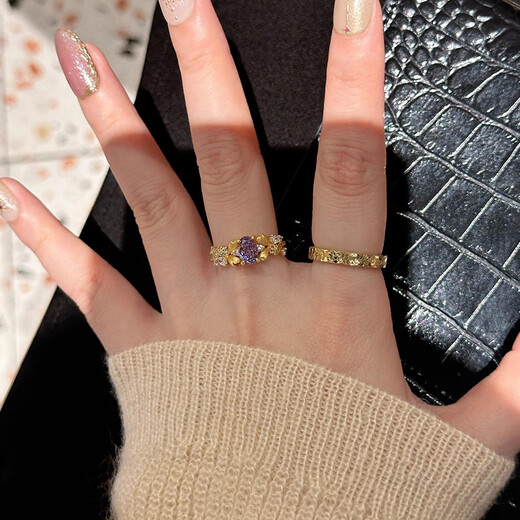 Qingyi gold bauhinia ring for women new style 999 pure gold niche design ring for girlfriend Chinese Valentine's Day gift 10 circle size gold about 3.7g-3.8g